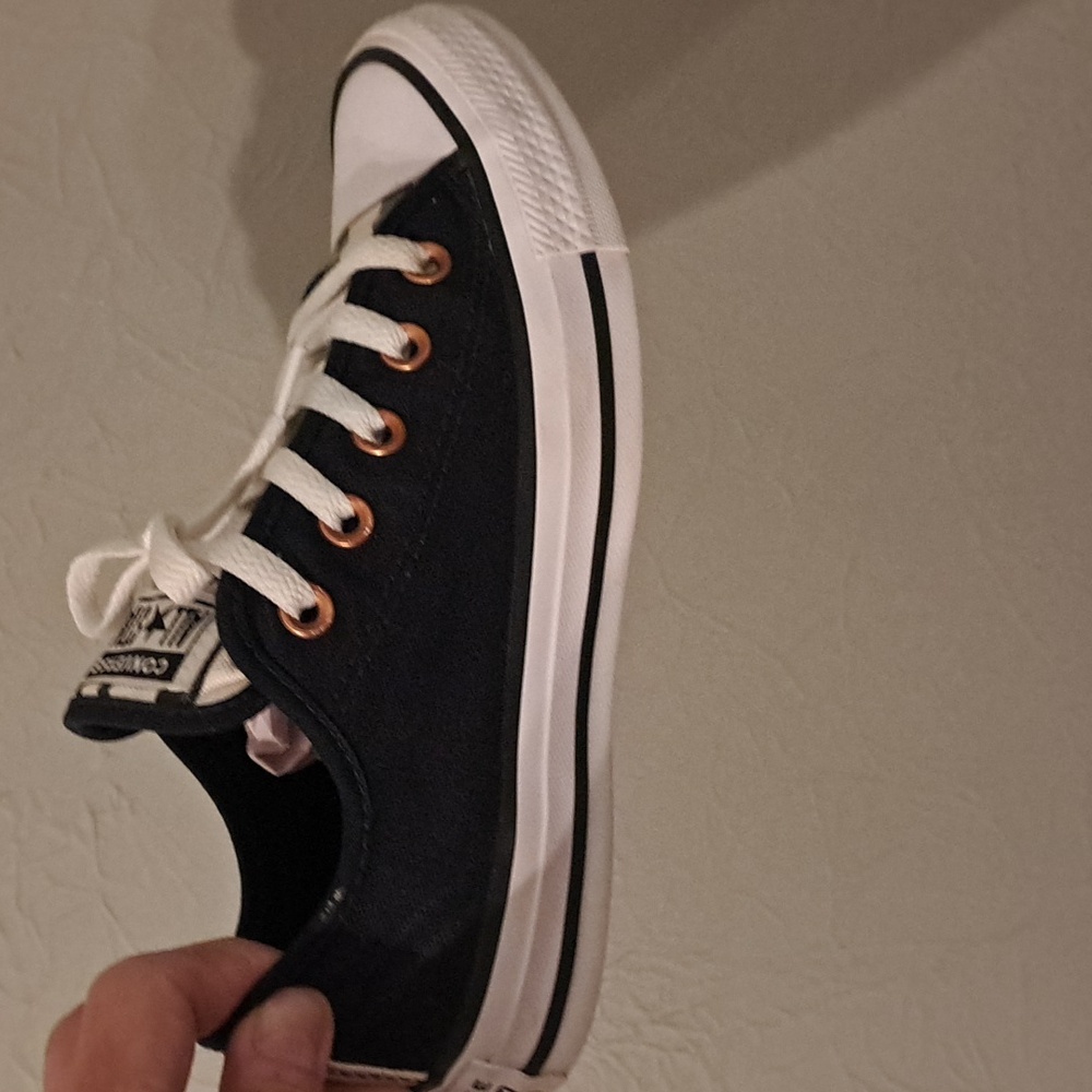 Converse YOU Custom Designed Black and White Low-Tops Sneakers - Picture 3 of 8